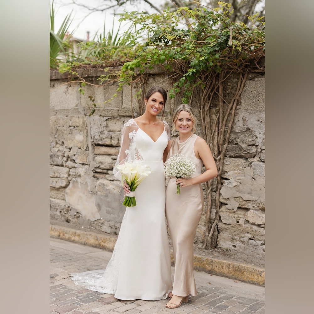 Shona Joy Satin Midi Dress in Cream - Picture 3 of 4